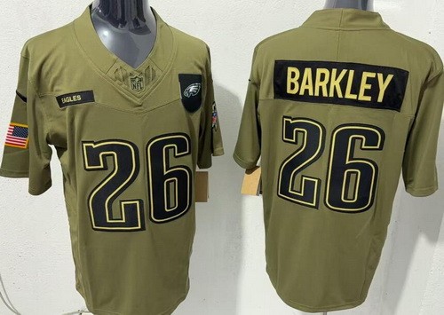 Men's Philadelphia Eagles #26 Saquon Barkley Limited Green 2025 Salute To Service Jersey