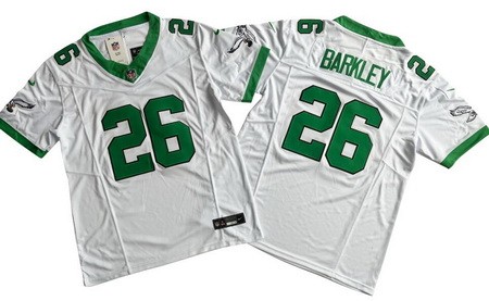 Men's Philadelphia Eagles #26 Saquon Barkley Limited White Alternate FUSE Vapor Jersey