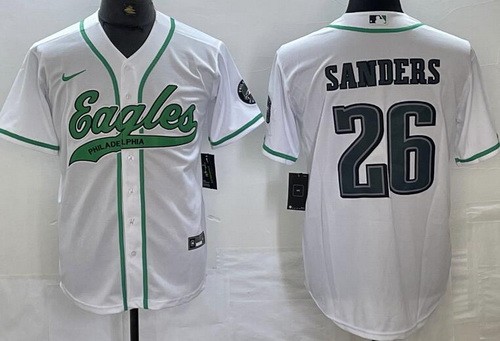 Men's Philadelphia Eagles #26 Saquon Barkley Limited White Baseball Jersey