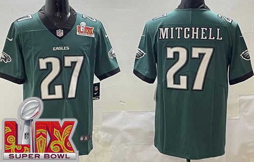 Men's Philadelphia Eagles #27 Quinyon Mitchell Limited Midnight Green Super Bowl LIX Vapor Jersey