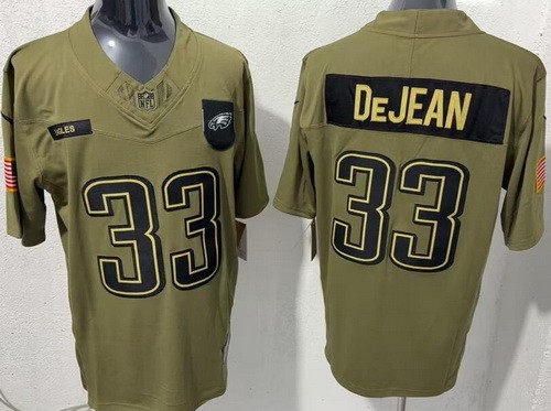 Men's Philadelphia Eagles #33 Cooper DeJean Limited Green 2025 Salute To Service Jersey