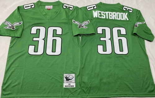 Men's Philadelphia Eagles #36 Brian Westbrook Kelly Green 2003 Throwback Jersey