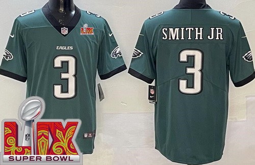Men's Philadelphia Eagles #3 Nolan Smith Limited Green Super Bowl LIX Vapor Jersey