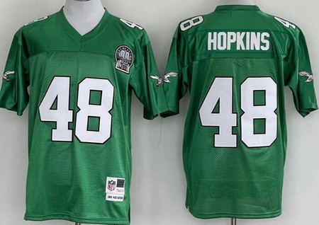 Men's Philadelphia Eagles #48 Wes Hopkins Green Throwback Jersey