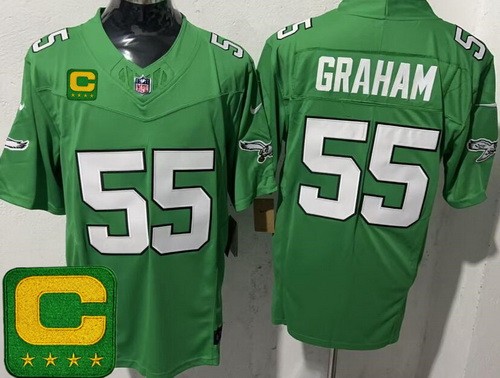 Men's Philadelphia Eagles #55 Brandon Graham Limited Kelly Green C Patch FUSE Vapor Jersey