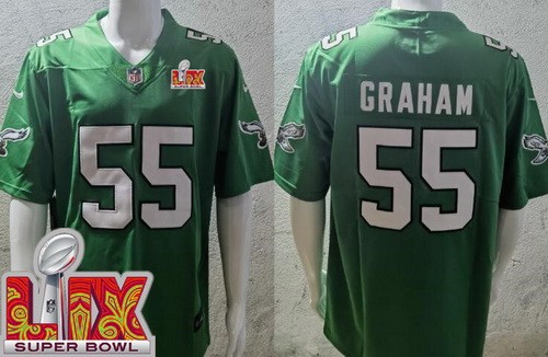 Men's Philadelphia Eagles #55 Brandon Graham Limited Kelly Green Super Bowl LIX Vapor Jersey