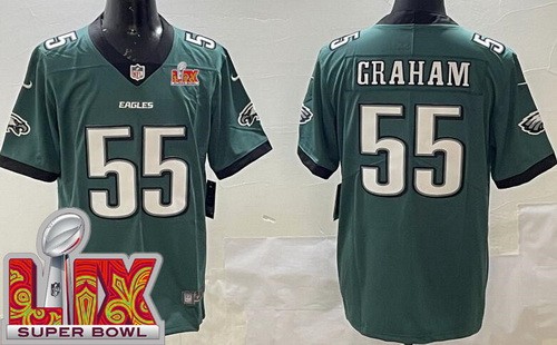 Men's Philadelphia Eagles #55 Brandon Graham Limited Midnight Green Super Bowl LIX Vapor Jersey