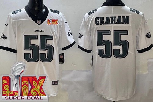 Men's Philadelphia Eagles #55 Brandon Graham Limited White Super Bowl LIX Vapor Jersey