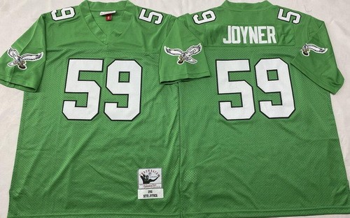 Men's Philadelphia Eagles #59 Seth Joyner Kelly Green 1990 Throwback Jersey