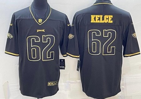 Men's Philadelphia Eagles #62 Jason Kelce Limited Black Gold Vapor Jersey