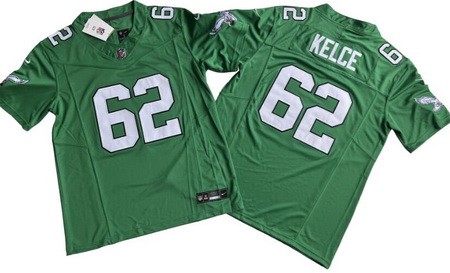 Men's Philadelphia Eagles #62 Jason Kelce Limited Kelly Green FUSE Vapor Jersey