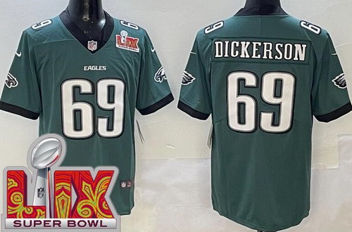 Men's Philadelphia Eagles #69 Landon Dickerson Limited Green Super Bowl LIX Vapor Jersey