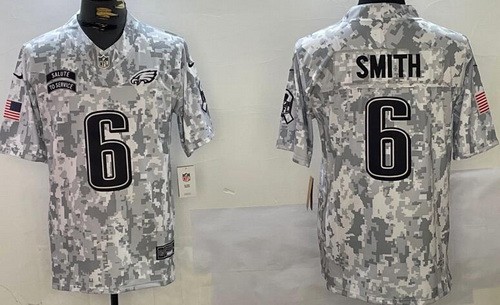 Men's Philadelphia Eagles #6 DeVonta Smith Limited Arctic Camo 2024 Salute to Service Jersey