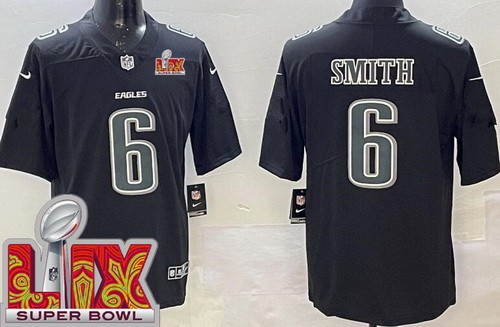Men's Philadelphia Eagles #6 DeVonta Smith Limited Black Fashion Super Bowl LIX Vapor Jersey