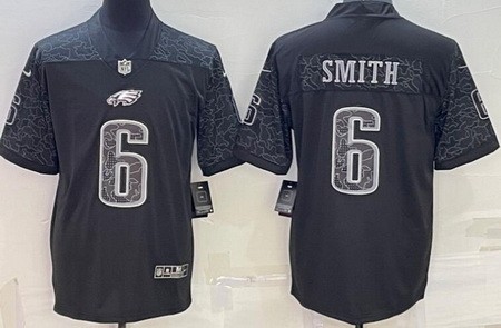 Men's Philadelphia Eagles #6 DeVonta Smith Limited Black RFLCTV Jersey