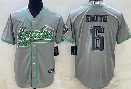 Men's Philadelphia Eagles #6 DeVonta Smith Limited Gray Baseball Jersey