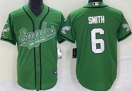 Men's Philadelphia Eagles #6 DeVonta Smith Limited Kelly Green Baseball Jersey