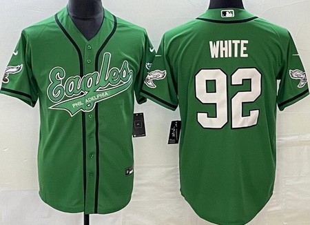 Men's Philadelphia Eagles #92 Reggie White Limited Kelly Green Baseball Jersey