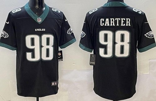 Men's Philadelphia Eagles #98 Jalen Carter Limited Black Vapor Jersey