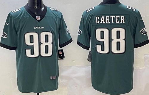 Men's Philadelphia Eagles #98 Jalen Carter Limited Green Vapor Jersey
