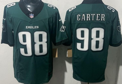 Men's Philadelphia Eagles #98 Jalen Carter Limited Midnight Green FUSE Vapor Jersey