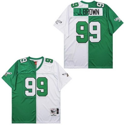 Men's Philadelphia Eagles #99 Jerome Brown Green White Split 1990 Throwback Jersey