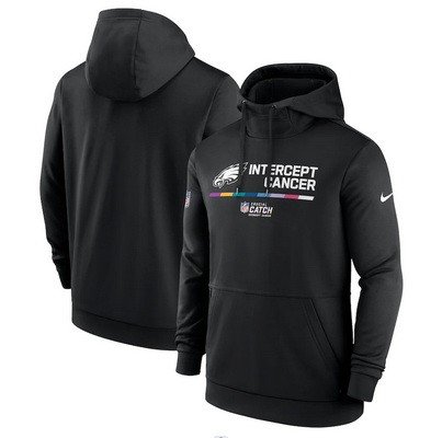 Men's Philadelphia Eagles Black 2022 Crucial Catch Therma Performance Pullover Hoodie