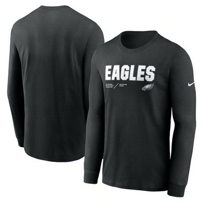 Men's Philadelphia Eagles Black Sideline Infograph Lock Up Performance Long Sleeve T Shirt