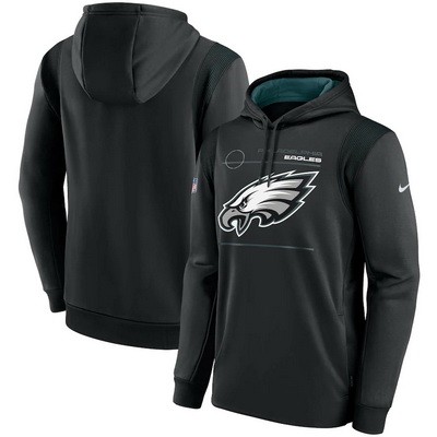Men's Philadelphia Eagles Black Sideline Logo Performance Pullover Hoodie