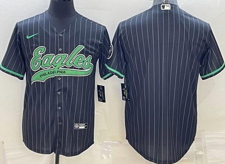 Men's Philadelphia Eagles Blank Limited Black Stripes Baseball Jersey