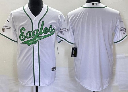 Men's Philadelphia Eagles Blank White 2023 Baseball Jersey