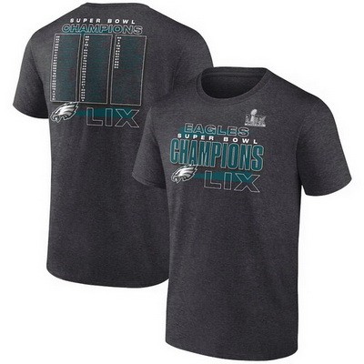 Men's Philadelphia Eagles Charcoal Super Bowl LIX Champions Roster T Shirt