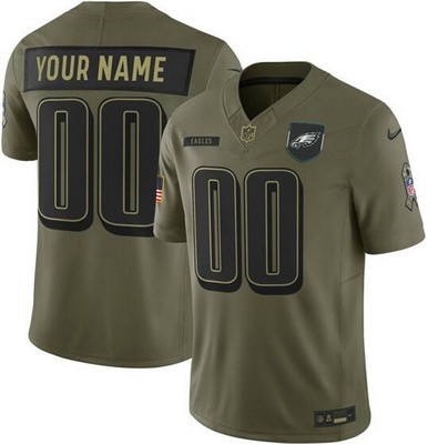 Men's Philadelphia Eagles Custom Limited Green 2025 Salute To Service Jersey