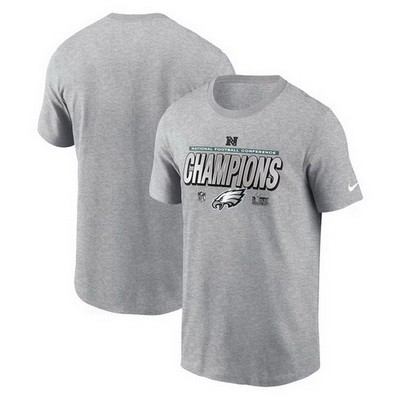 Men's Philadelphia Eagles Gray 2024 NFC Champions Locker Room Trophy Collection T Shirt