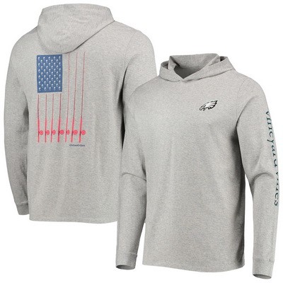 Men's Philadelphia Eagles Gray Vineyard Vines Hoodie Long Sleeve T Shirt