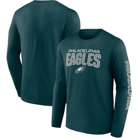 Men's Philadelphia Eagles Green Go the Distance Long Sleeve T Shirt
