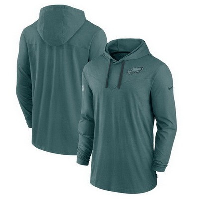 Men's Philadelphia Eagles Green Sideline Pop Performance Pullover Long Sleeve Hoodie T Shirt