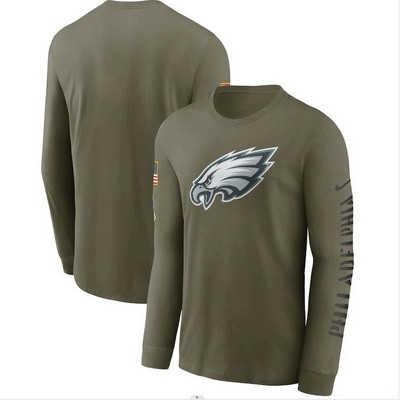 Men's Philadelphia Eagles Olive 2022 Salute To Service Long Sleeve T Shirt