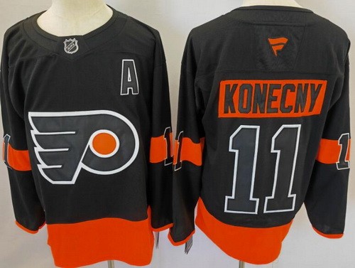 Men's Philadelphia Flyers #11 Travis Konecny Black Authentic Jersey