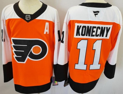 Men's Philadelphia Flyers #11 Travis Konecny Orange Authentic Jersey