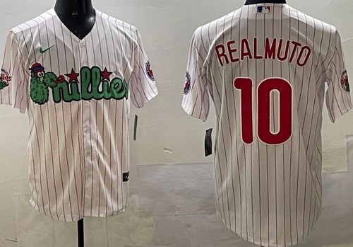 Men's Philadelphia Phillies #10 JT Realmuto White Fashion Cool Base Jersey