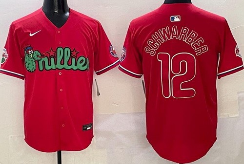 Men's Philadelphia Phillies #12 Kyle Schwarber Red Fashion Limited Jersey