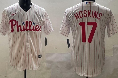 Men's Philadelphia Phillies #17 Rhys Hoskins White Cool Base Jersey