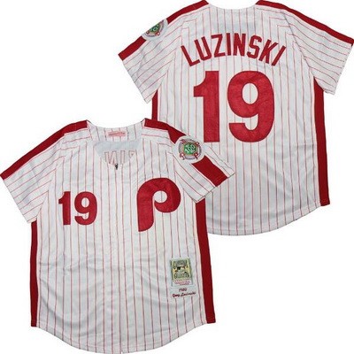 Men's Philadelphia Phillies #19 Greg Luzinski White 1980 Throwback Jersey
