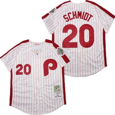Men's Philadelphia Phillies #20 Mike Schmidt White 1983 Throwback Jersey