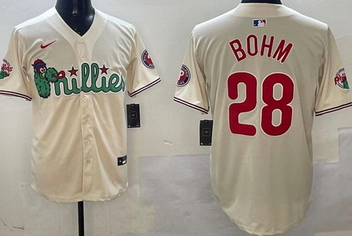 Men's Philadelphia Phillies #28 Alec Bohm Cream Fashion Cool Base Jersey