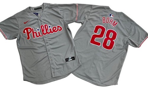 Men's Philadelphia Phillies #28 Alec Bohm Gray Limited Jersey