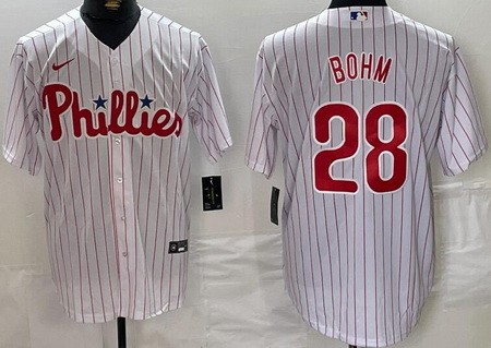 Men's Philadelphia Phillies #28 Alec Bohm White Cool Base Jersey
