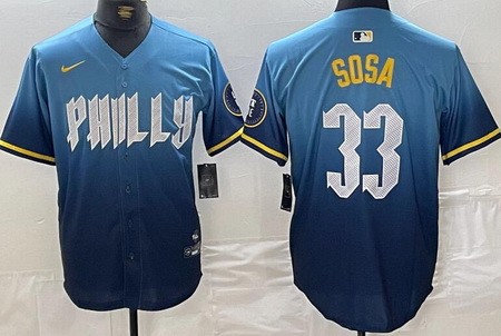Men's Philadelphia Phillies #33 Edmundo Sosa Blue 2024 City Connect Limited Jersey
