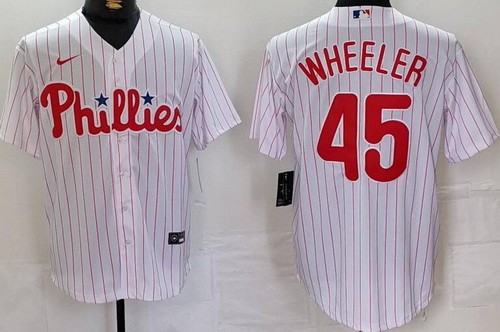 Men's Philadelphia Phillies #45 Zack Wheeler White Cool Base Jersey